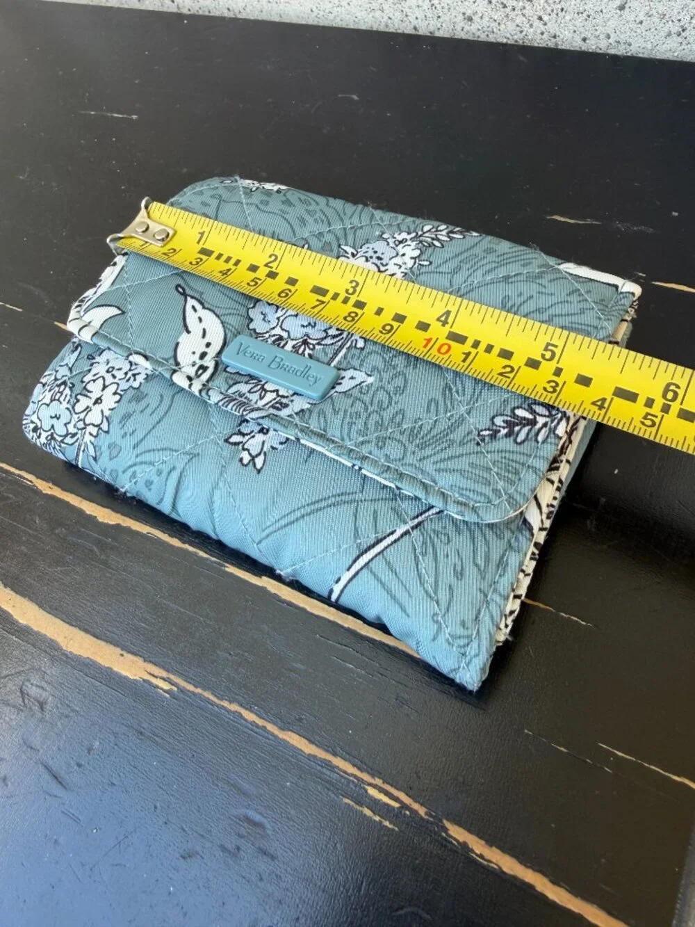Vera Bradley RFID Riley Compact Tri Fold Wallet Tiger Lily Blue Oar